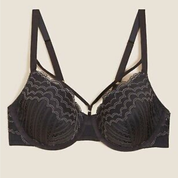 M&S BoutiquexDamaris Scallop Lace Strappy Full Cup Lingerie Bra - 36DD/E - Picture 4 of 8